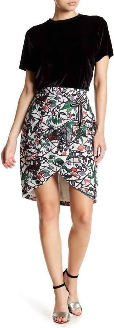 Ted Baker Floral Asymmetrical Wrap Crossover Skirt 8 3 Designer Luxury Career